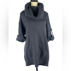 BCBG maxazria long dark grey wool blend short sleeve sweater turtleneck sz S